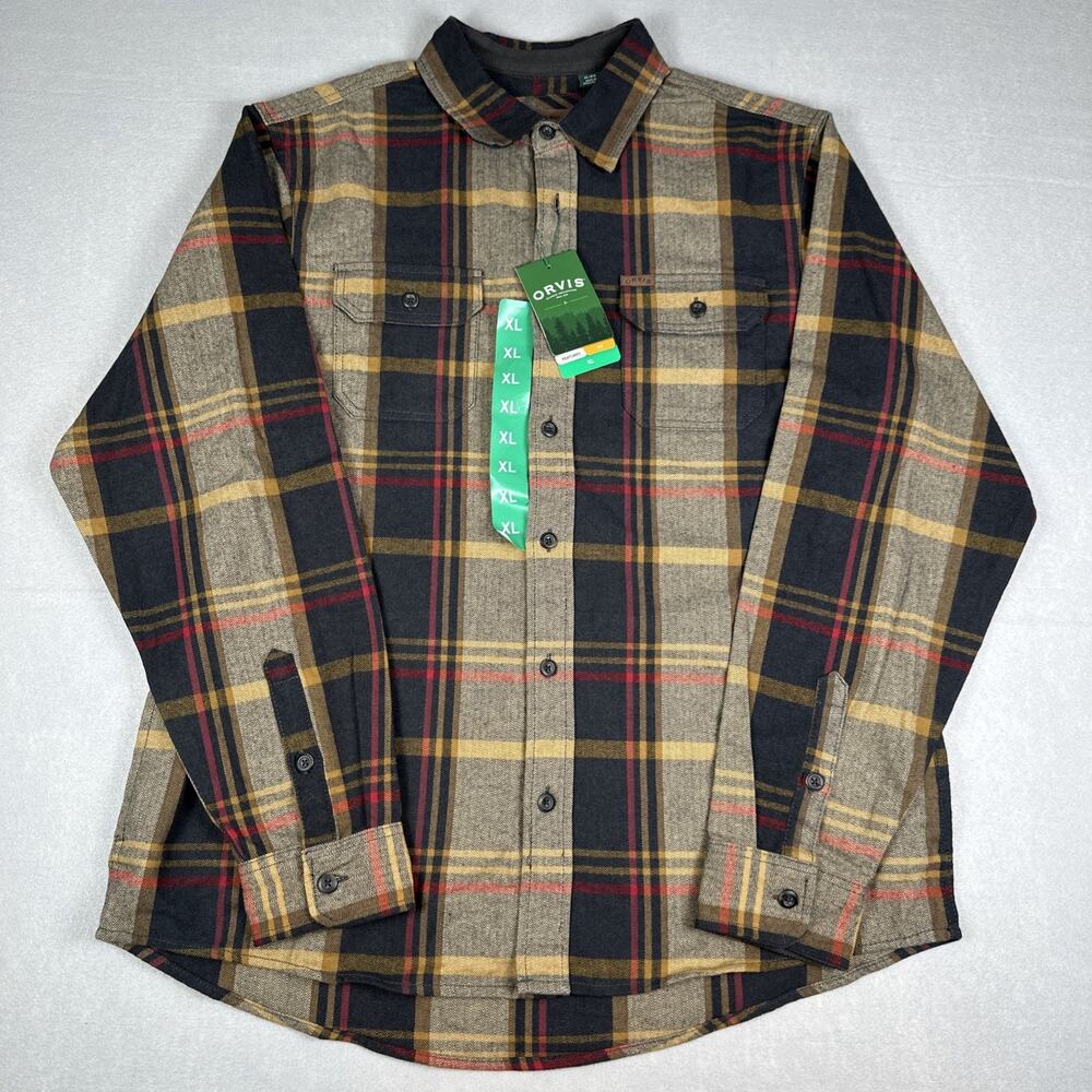 NWT Orvis Adams Plaid Heavyweight Flannel Shirt Size XL